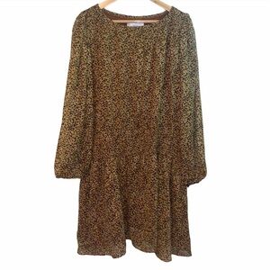 Textile Elizabeth & James Animal Print Cottagecore Long Sleeve Shift Dress